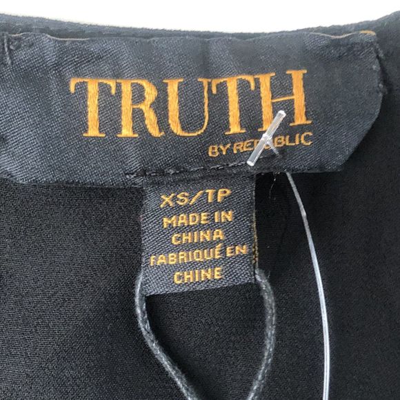 Truth By Republic Top Size XS Sleeveless Semi Sheer Tiered Black Beaded Neckline - Picture 6 of 12